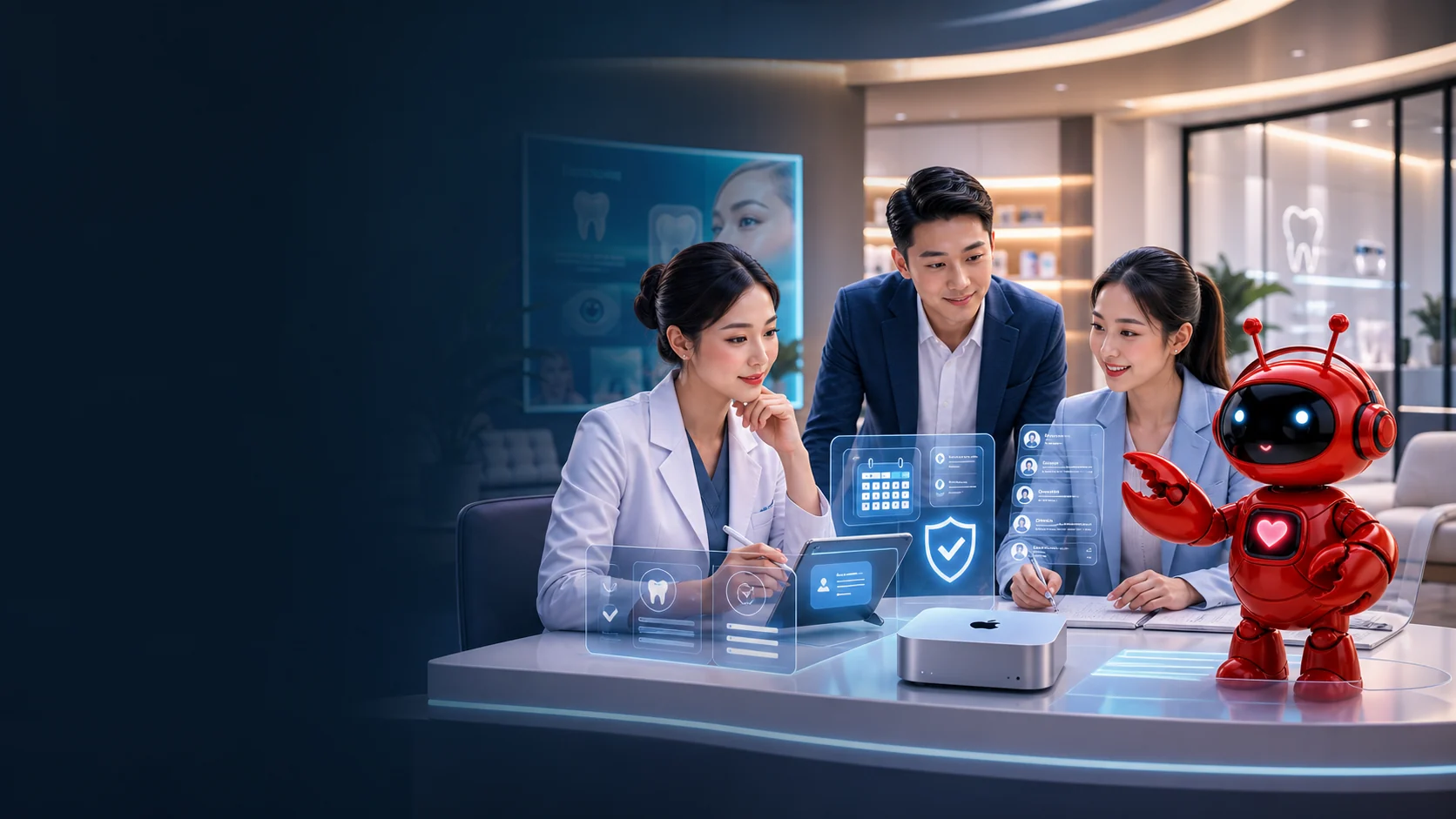 消费医疗 AI 市场部、医生、小龙虾机器人与 Mac mini M4 协同内容和到院咨询