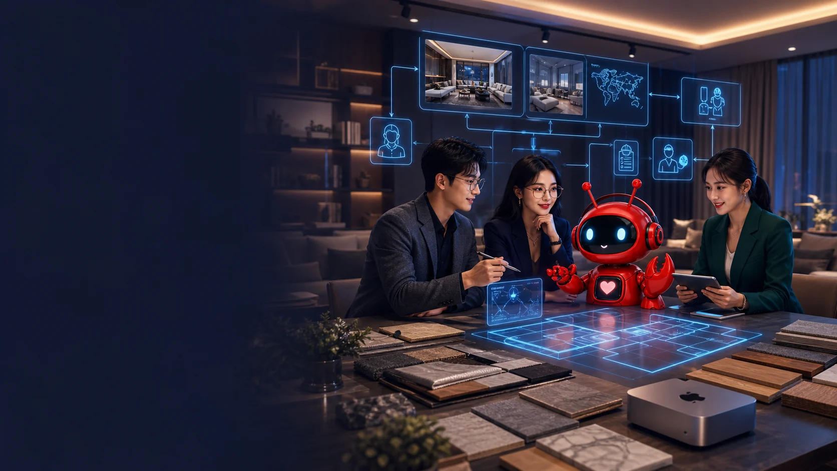 家居家装 AI 市场部、设计师、小龙虾机器人与 Mac mini M4 协同门店获客